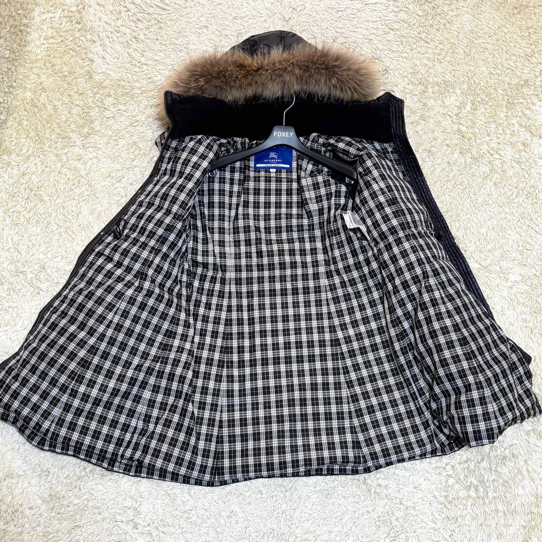 バーバリーブルーレーベル　キルティング　ダウンジャケット　タヌキファー　Mサイズ