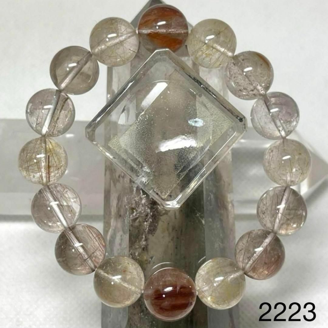 レッドルチル　ミックスルチル　パワーストーンブレスレット　内径約16cm