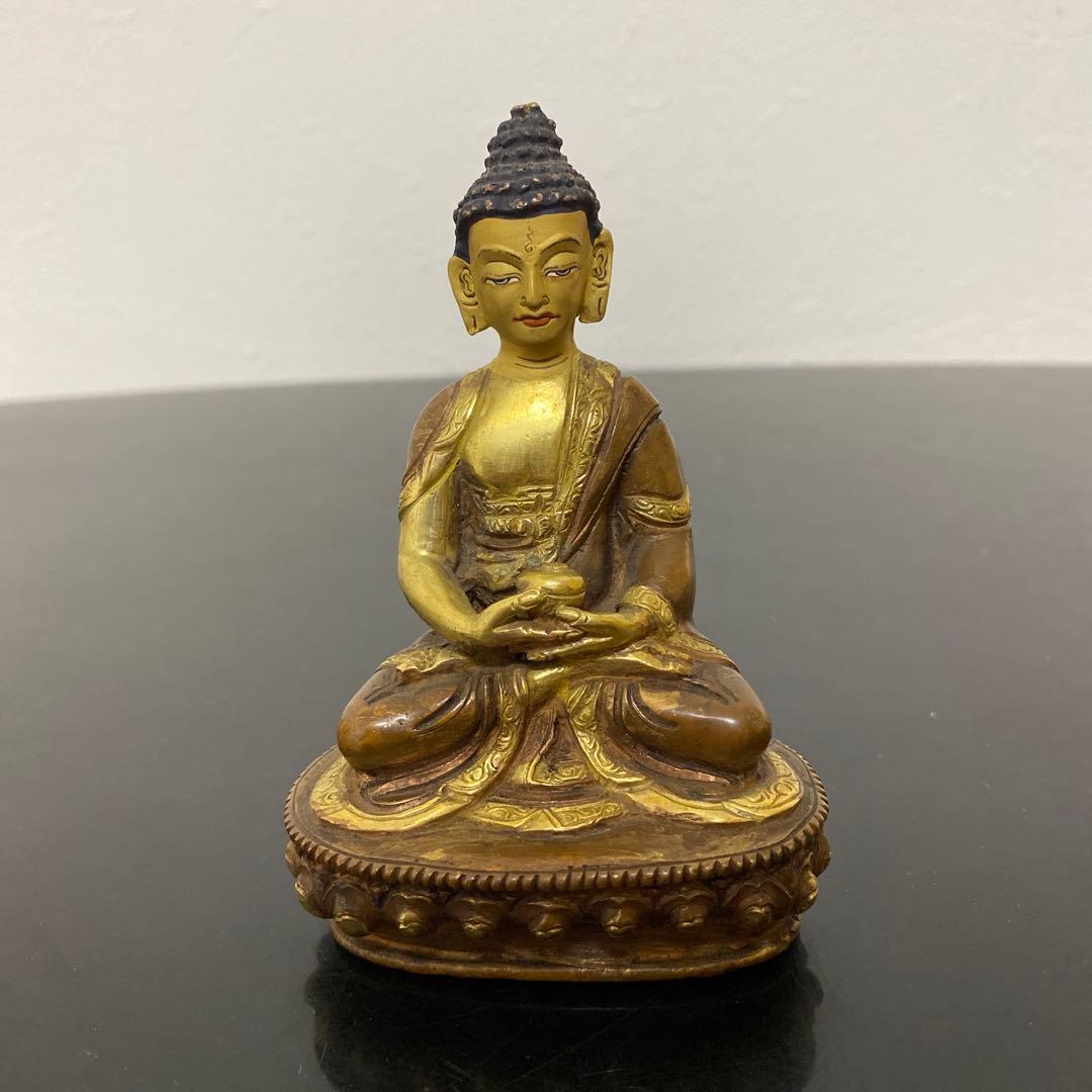 仏教美術 古銅鍍金 チベット仏 薬師如来像 仏像