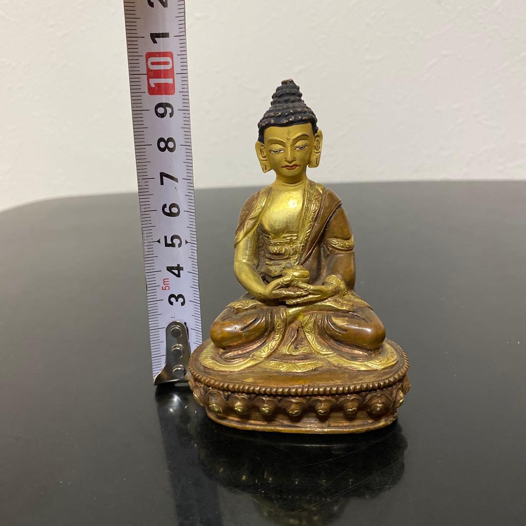 仏教美術 古銅鍍金 チベット仏 薬師如来像 仏像