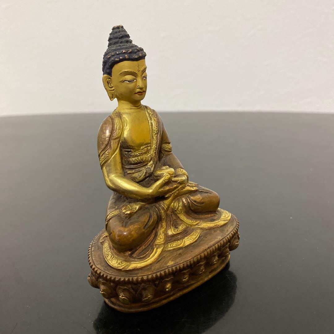 仏教美術 古銅鍍金 チベット仏 薬師如来像 仏像