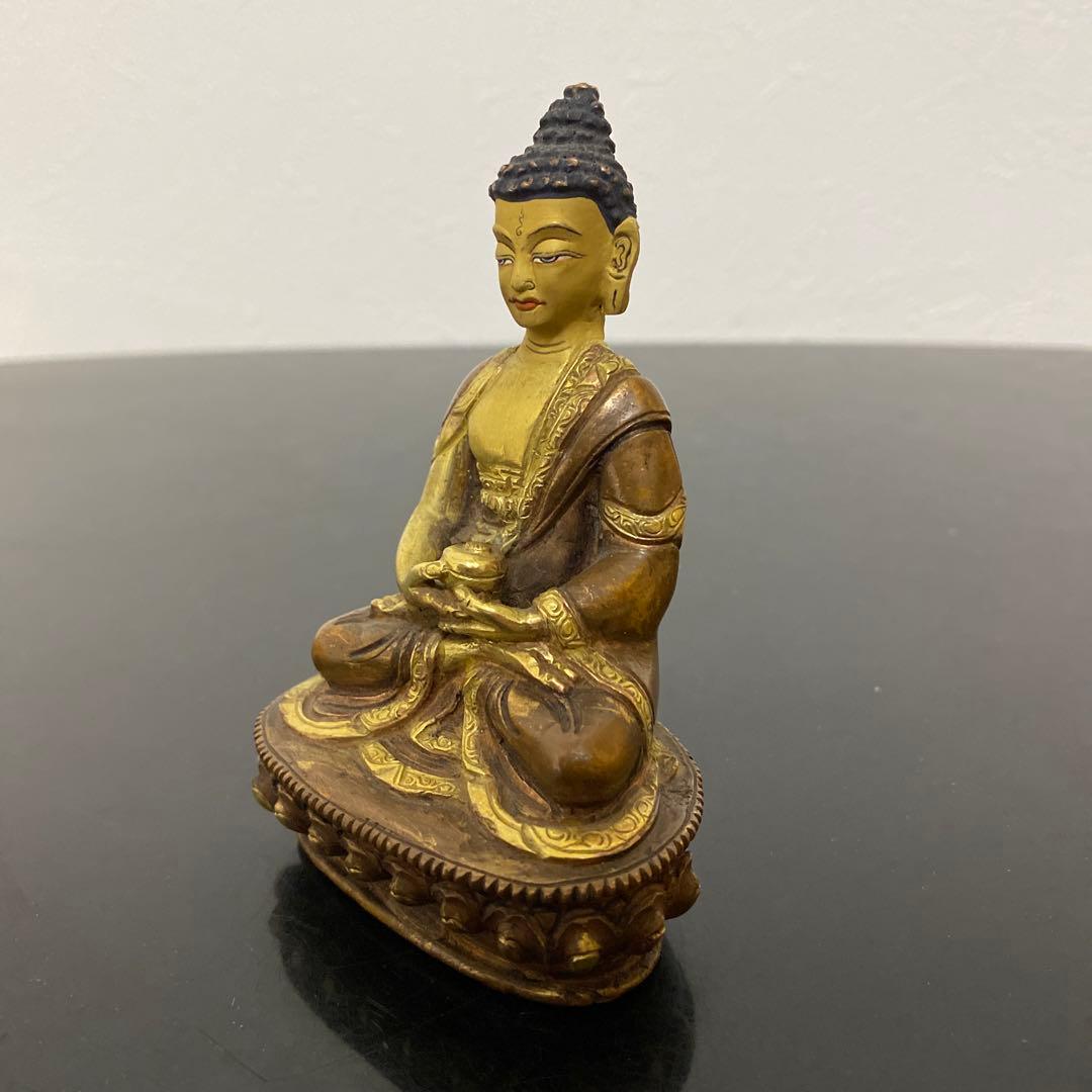 仏教美術 古銅鍍金 チベット仏 薬師如来像 仏像