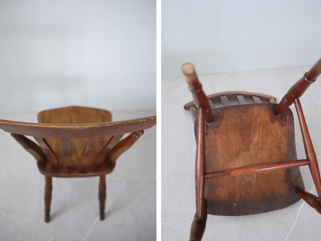 英国アンティーク木製キッチンチェア/ダイニングイス椅子/飾り棚(89-227-1