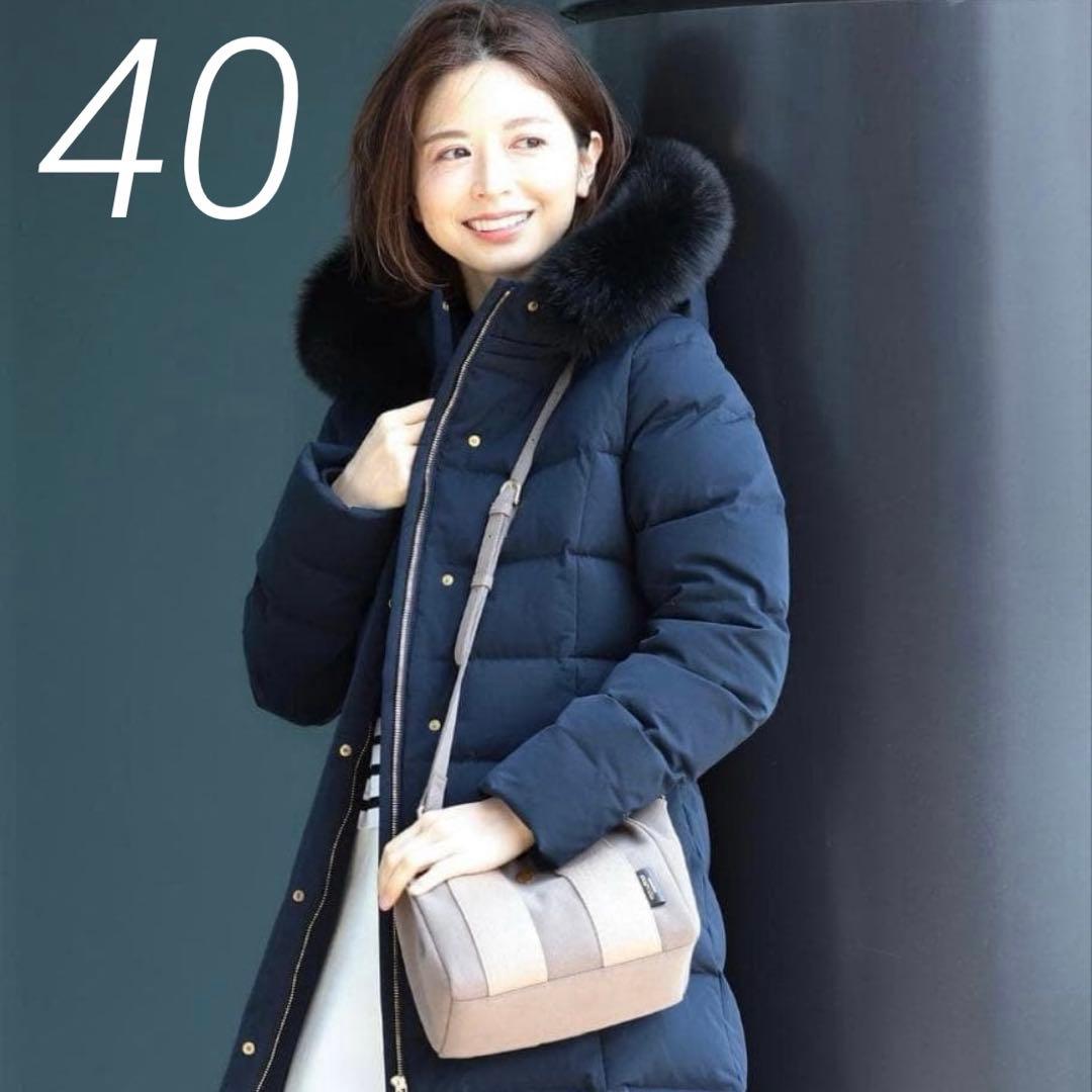 Demi-Luxe BEAMS FOXファーフードダウン ネイビー 40