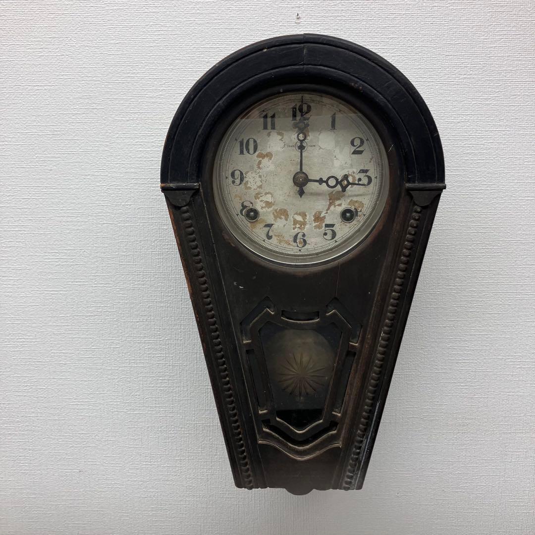 ①TRADE MARK 掛け時計　振り子時計　ゼンマイ式　※現状渡し