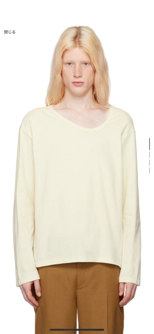 sefr uneven 長袖Tシャツ オフホワイト Sサイズ ロンティ ベージュ