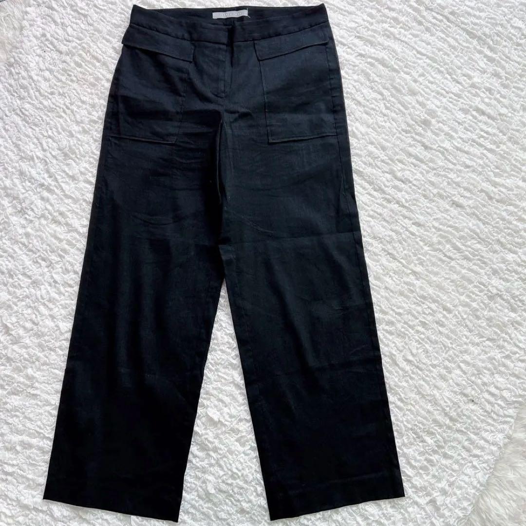 美品♡セオリーリュクス　ノーカラージャケット　ワイドパンツ　スーツ　リネン　黒
