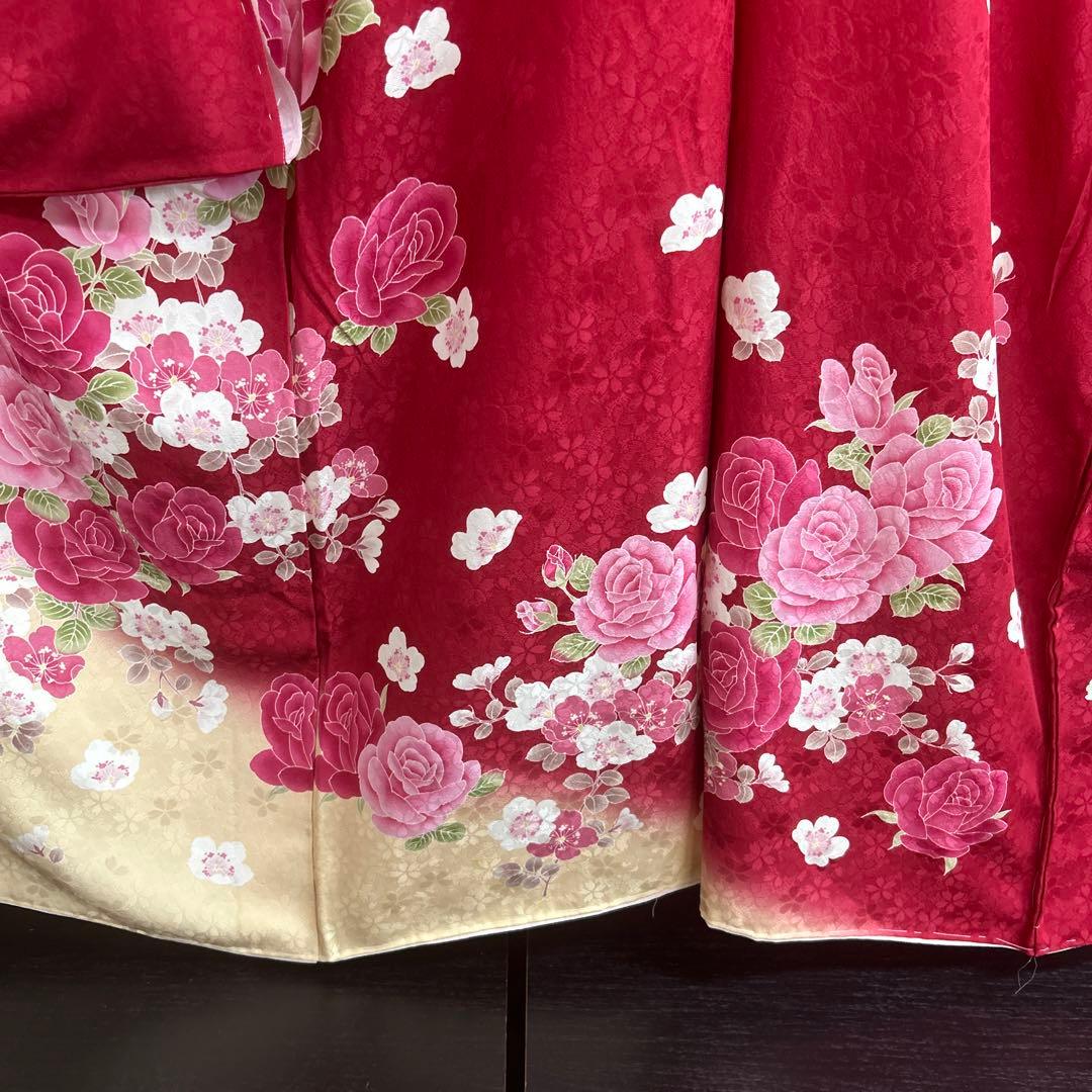 難あり　新品未使用　振袖　花柄　赤　成人式　未仕立て　正絹　最終値下げ