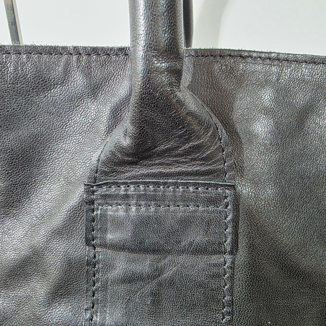 wjk レザー 大容量 軽量 トートバッグ 黒 ブラック