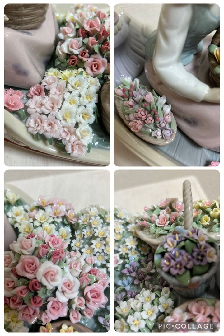 リヤドロLLADRO「バルコ・デ・フローレス」新品！台座付き！