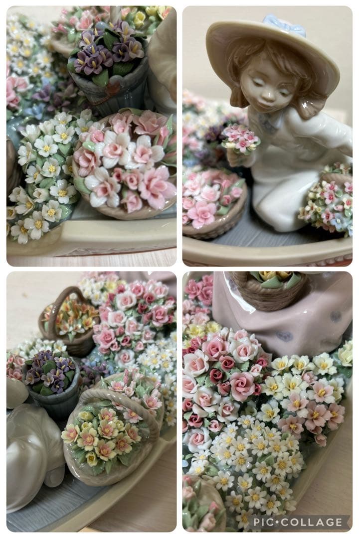 リヤドロLLADRO「バルコ・デ・フローレス」新品！台座付き！