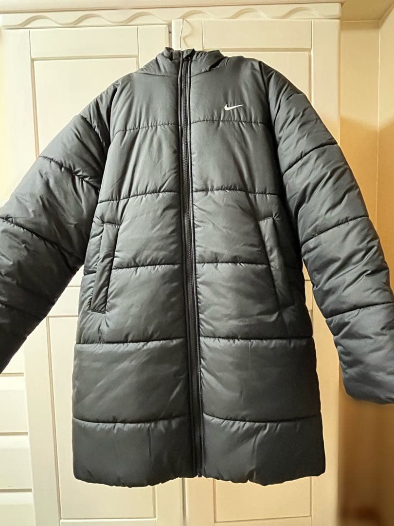 美品 Nike フード付きベンチコート ブラック 160/84A