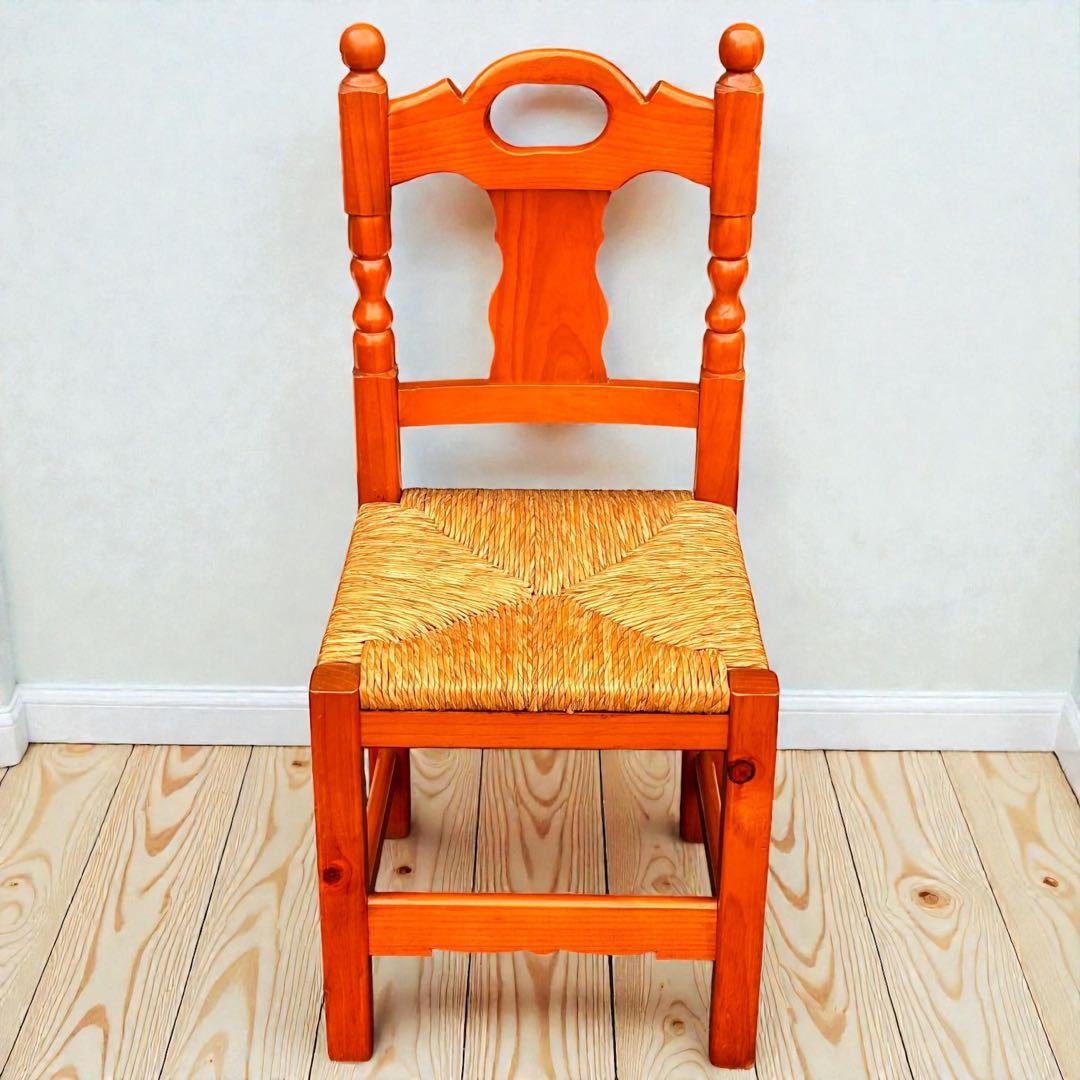 美品✨2脚セット❣️木製 カントリーチェア ラッシュシート ダイニングチェア