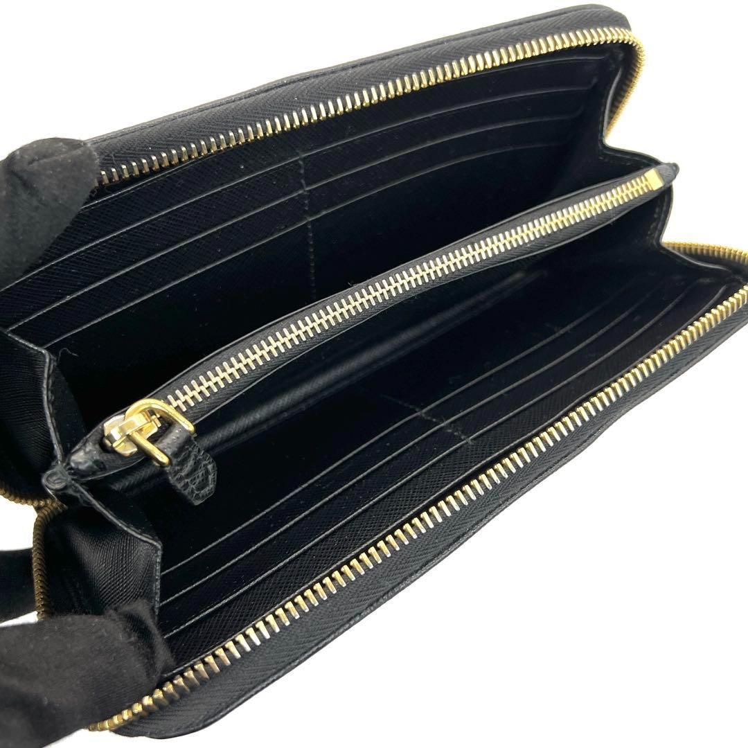 訳あり★プラダ PRADA 長財布 ラウンドファスナー サフィアーノ ブラック