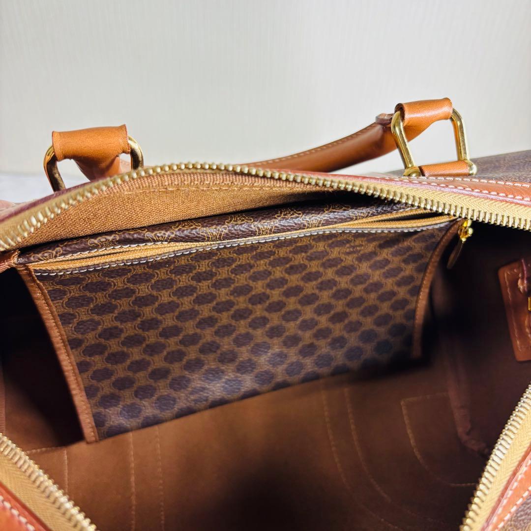 CELINE セリーヌ　ブラウン ハニカムパターン ボストンバッグ