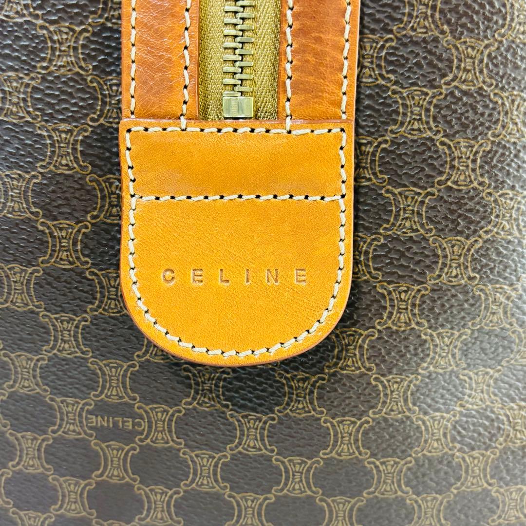 CELINE セリーヌ　ブラウン ハニカムパターン ボストンバッグ