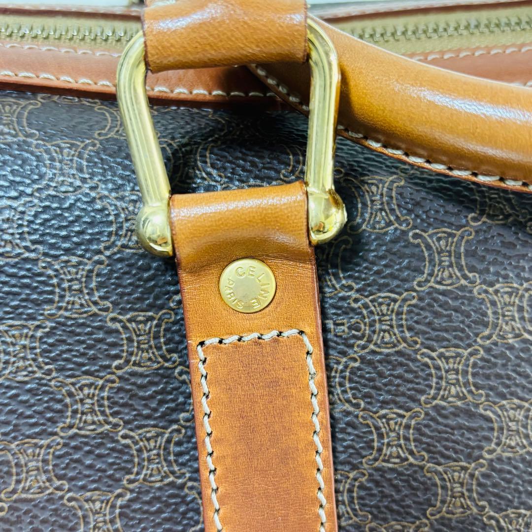 CELINE セリーヌ　ブラウン ハニカムパターン ボストンバッグ