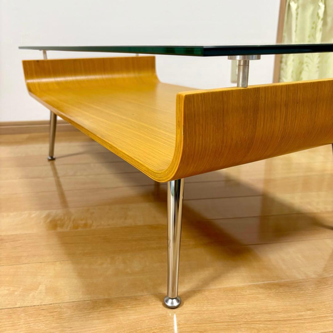 スペースエイジ ミッドセンチュリー 曲げ木 プライウッド ガラステーブル