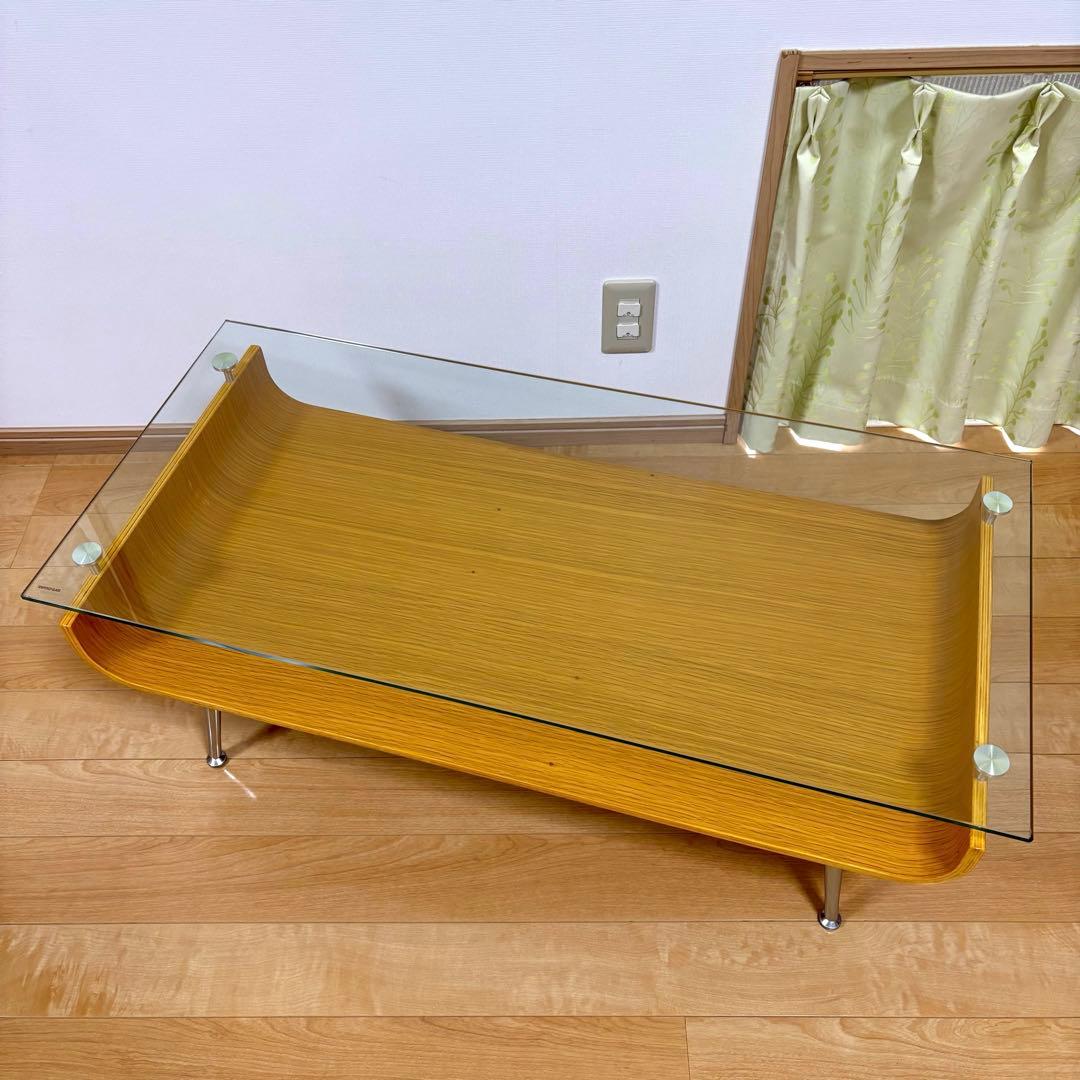 スペースエイジ ミッドセンチュリー 曲げ木 プライウッド ガラステーブル