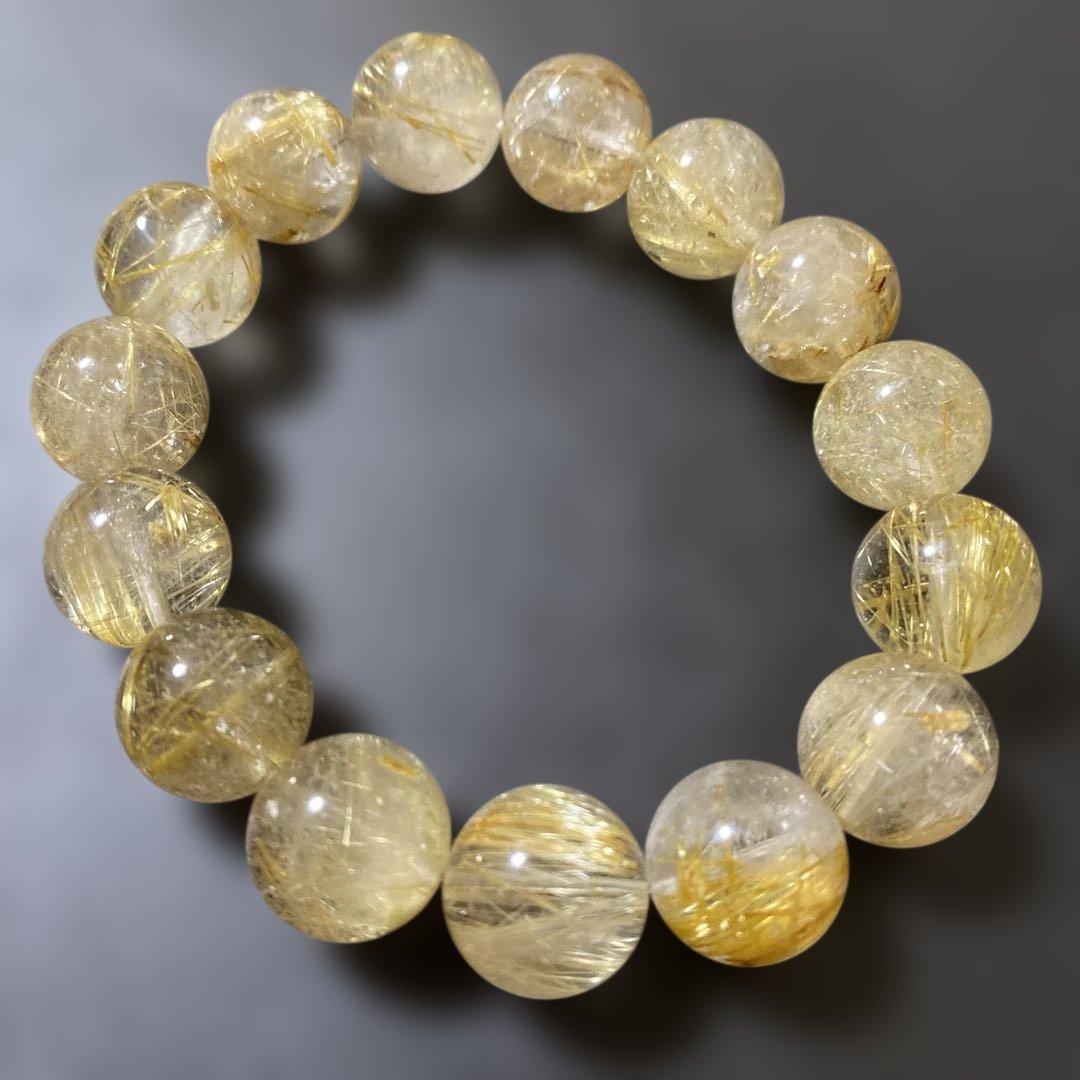 大玉ゴールドルチルクォーツ天然石ブレスレット
