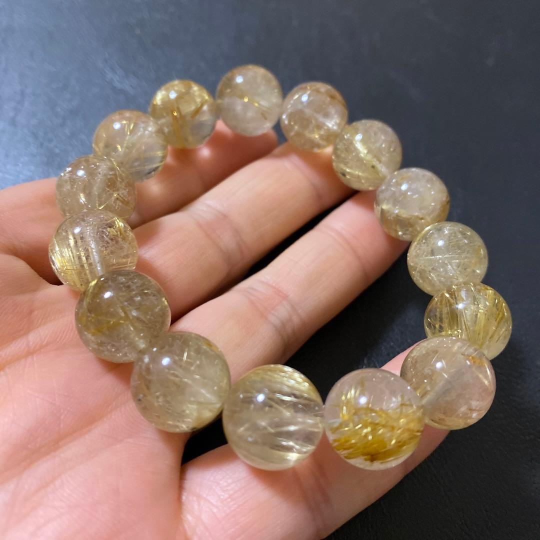 大玉ゴールドルチルクォーツ天然石ブレスレット