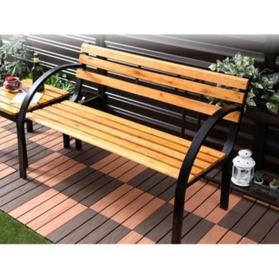 新品未使用箱不良　山善　ガーデンベンチ 天然木製 LC-D08C(NA/BK)