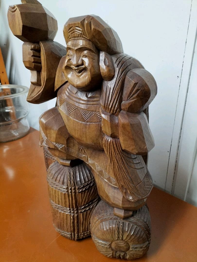 大黒様一刀彫　特大　銘有り