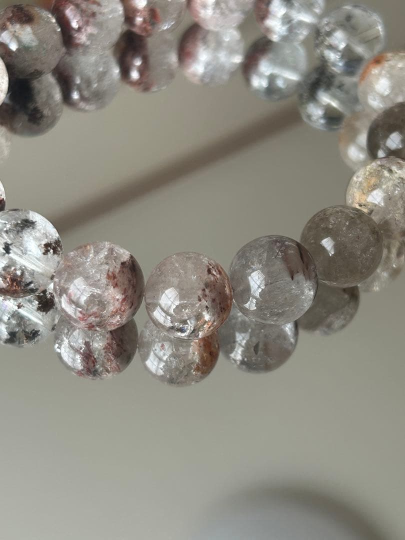 12mm★虹・ルチル入りガーデンクォーツ ブレスレット 内径17cm