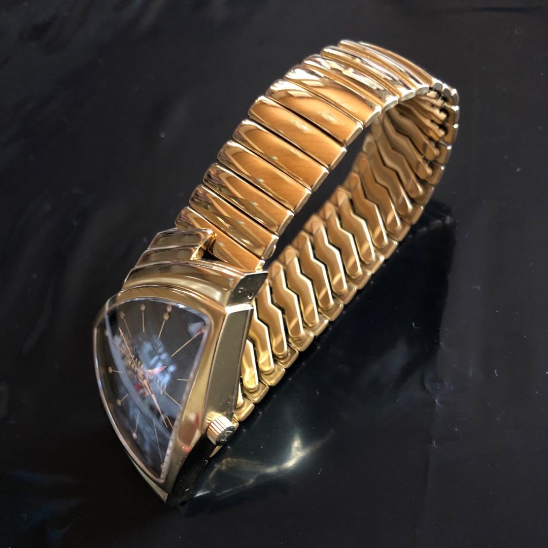 腕時計の伸縮ベルト 金色 蛇腹 ゴールド ハミルトン ベンチュラ50周年等に