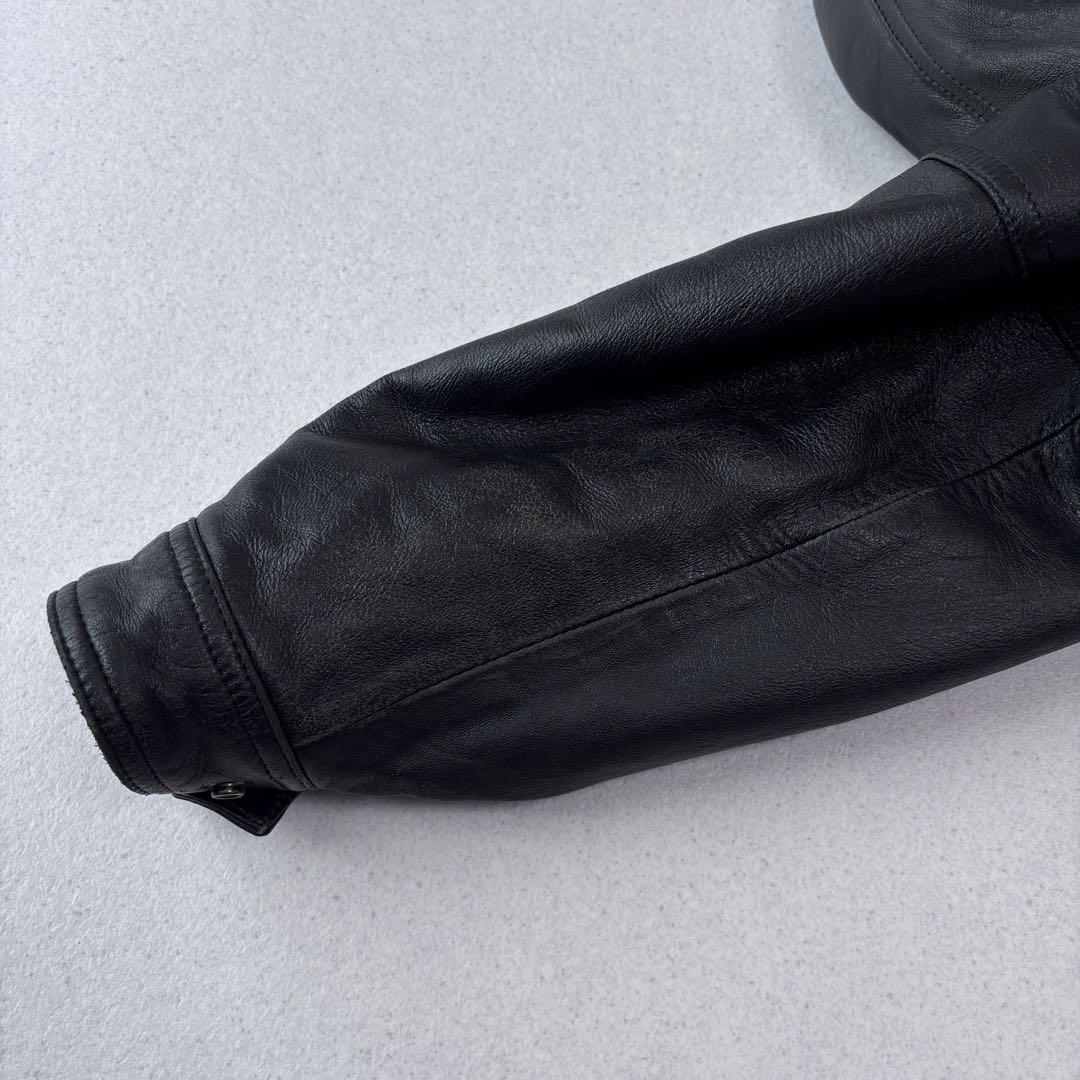 ヴィンテージ レザー ボンバージャケット L 本革 黒 90s A-2タイプ