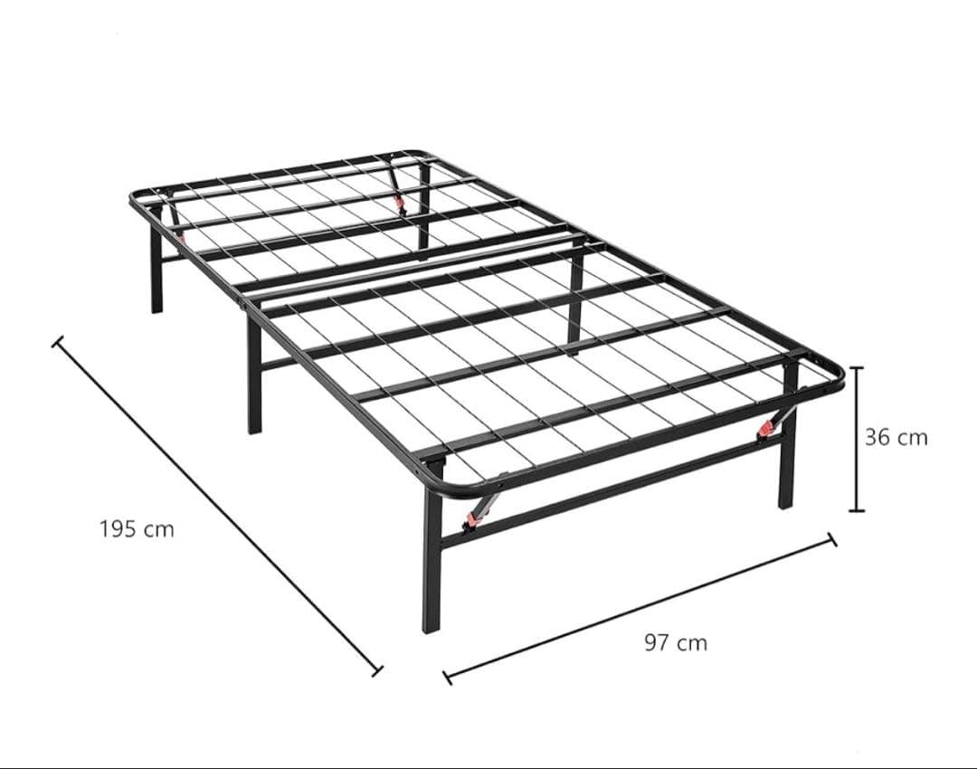 折りたたみベッド スチール製 ブラック 195x97cm