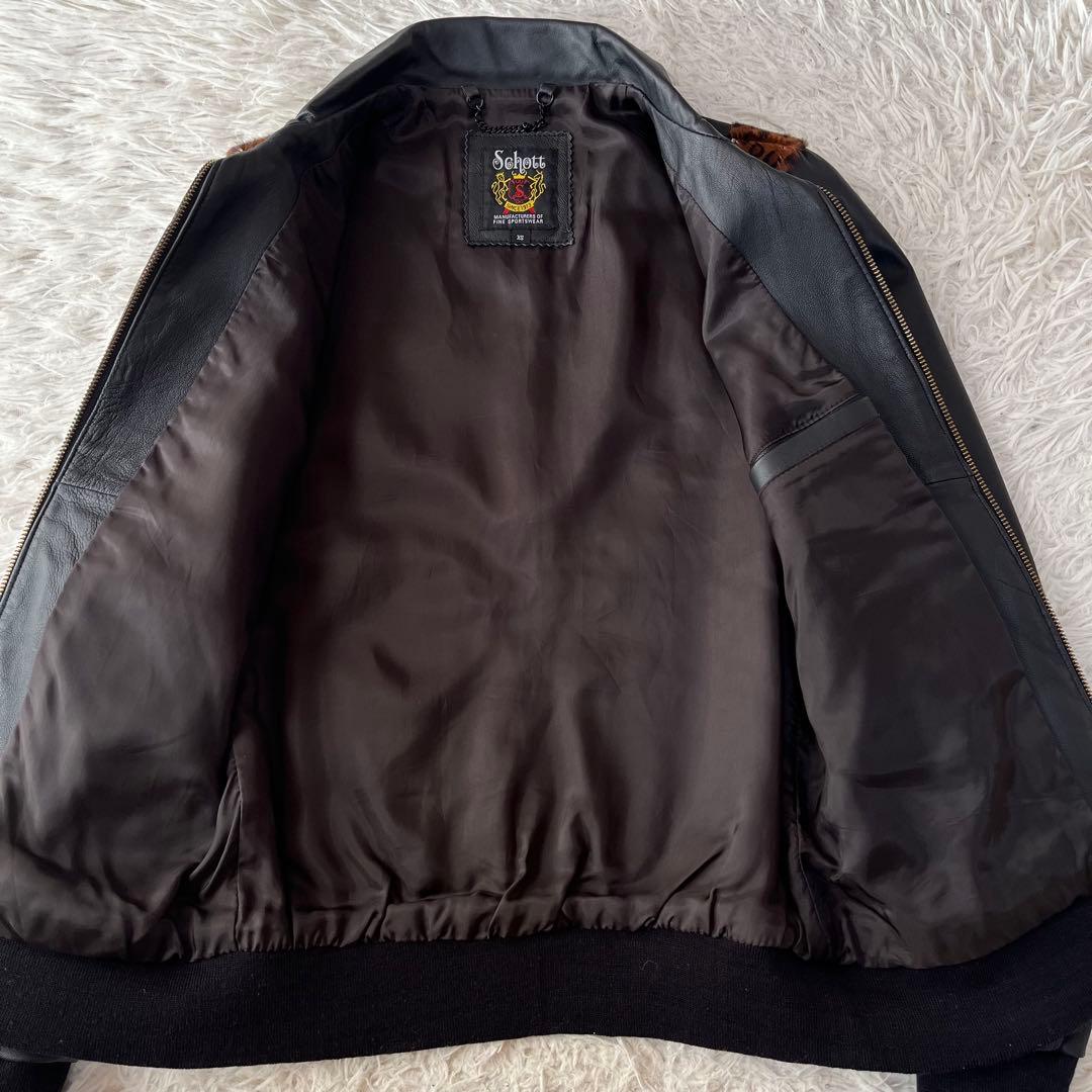 【美品】ショット　レオパード柄　ハラコ　ラムレザー　ジャケット