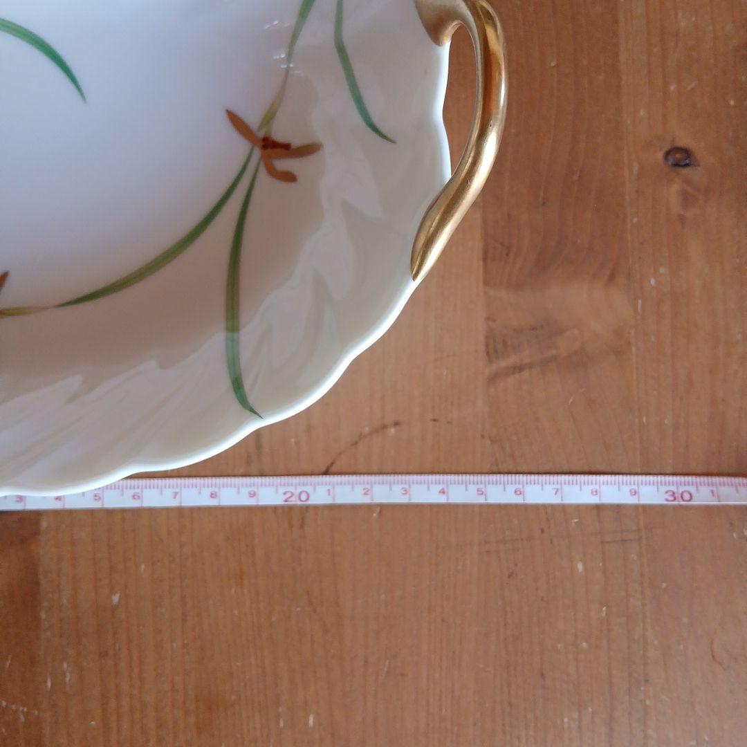 【美品】香蘭社 蘭 金彩 耳付大皿2枚セット（36cm特大長皿＆24cm深鉢）