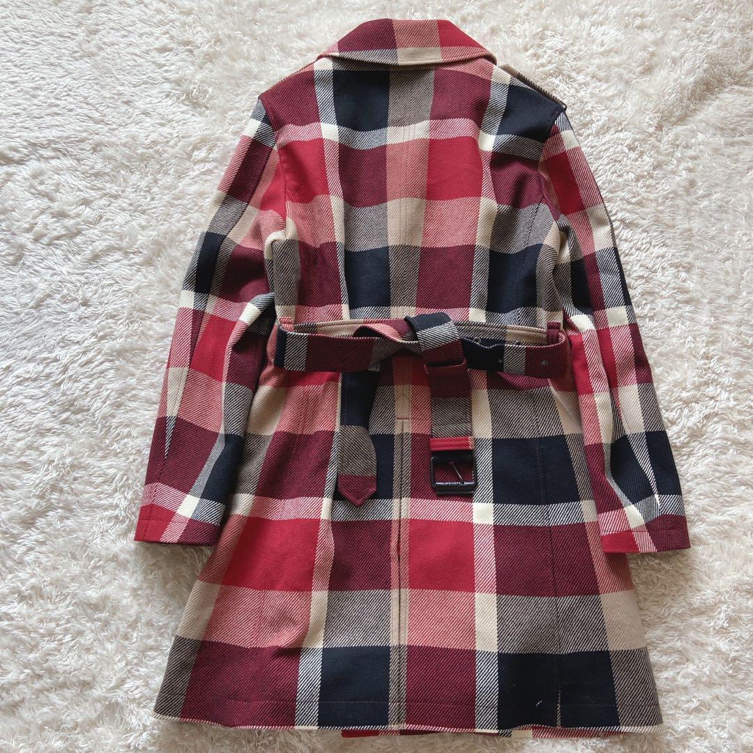 ブラックレーベルクレスト　チェックコート　中綿ライナー付厚手トレンチ　ベルト