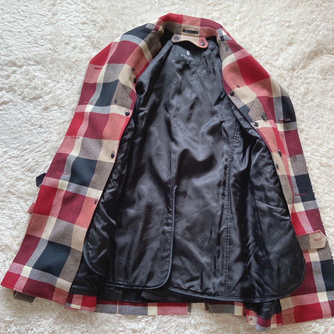 ブラックレーベルクレスト　チェックコート　中綿ライナー付厚手トレンチ　ベルト