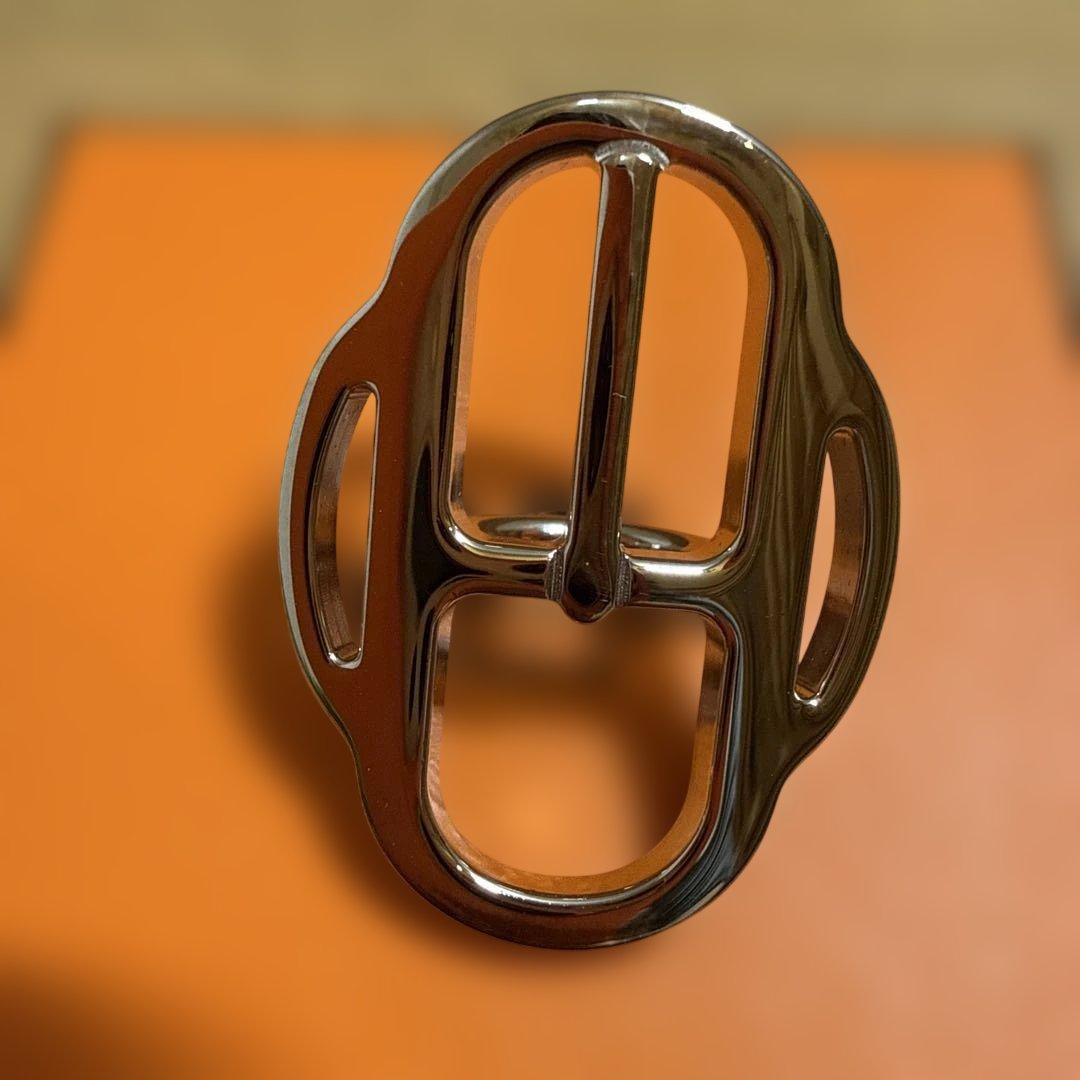 HERMES ツイリーリング　スカーフリングミニ・バックル　メタルシルバー