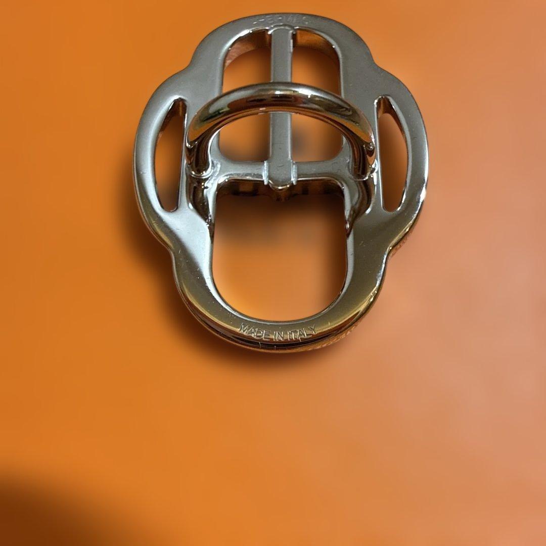 HERMES ツイリーリング　スカーフリングミニ・バックル　メタルシルバー