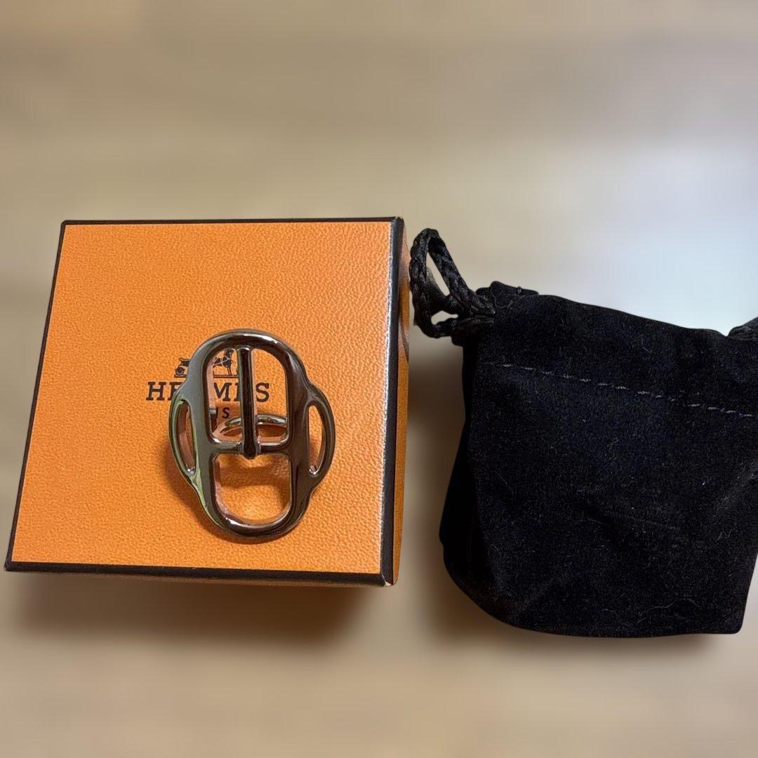 HERMES ツイリーリング　スカーフリングミニ・バックル　メタルシルバー