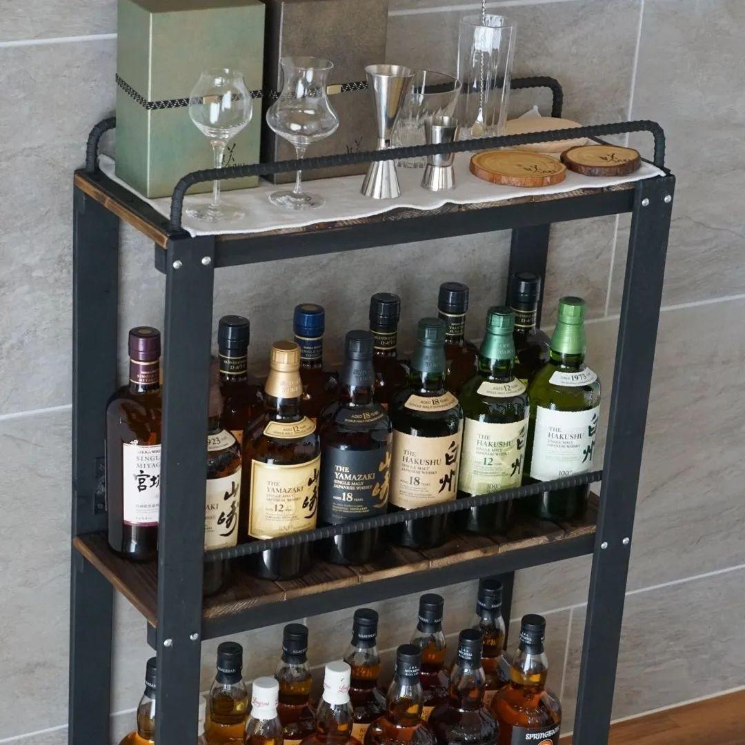 ウィスキーラック　男前インテリア　棚　インダストリアル　収納　お酒　多肉 201