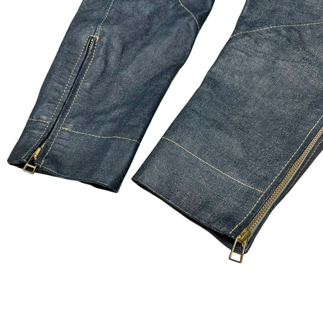 美品 L&KONDO ルコンド リアルレザー インディゴ 切替ライダース L