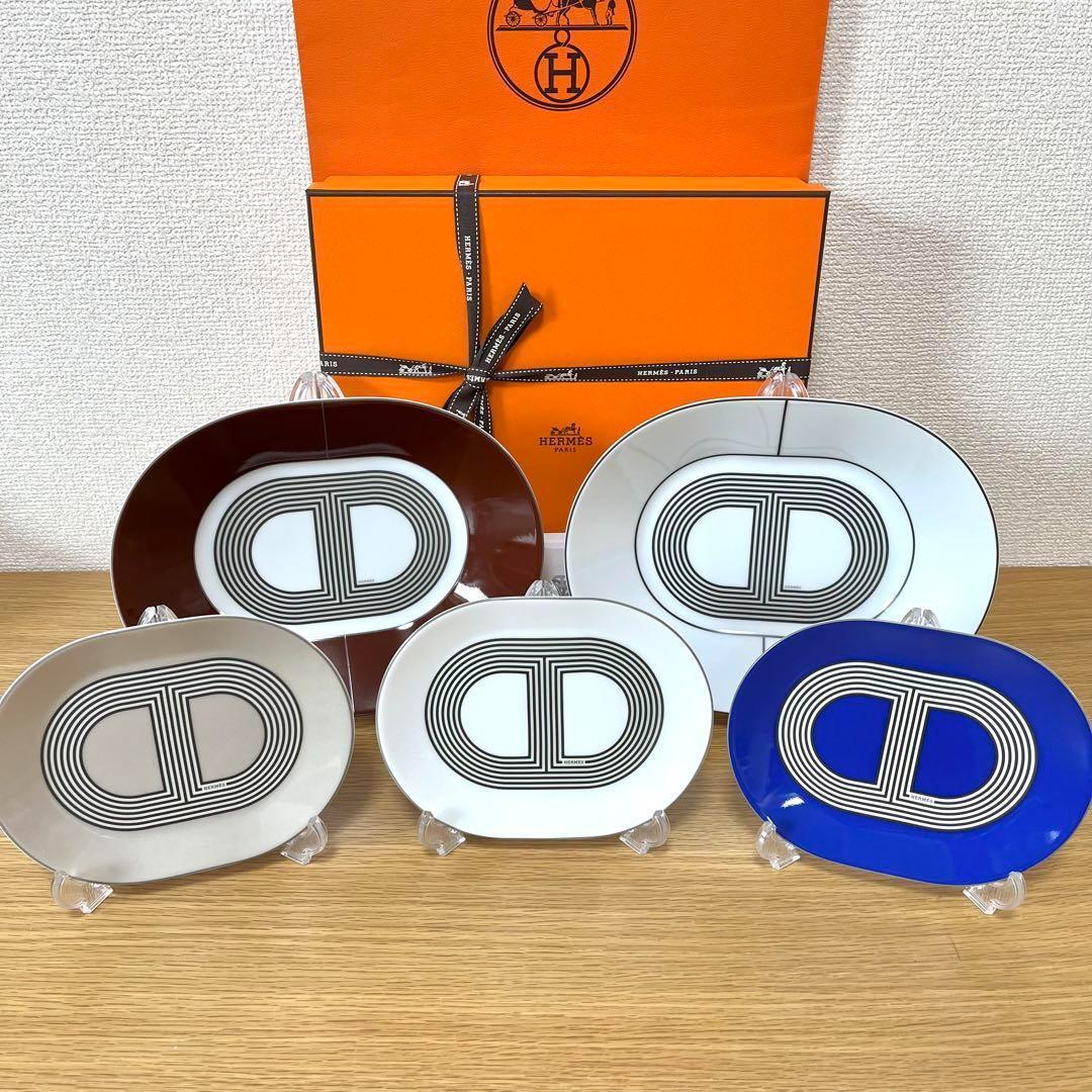 【ホワイト　2枚】エルメス ラリー 24 オーバルプレート 22cm