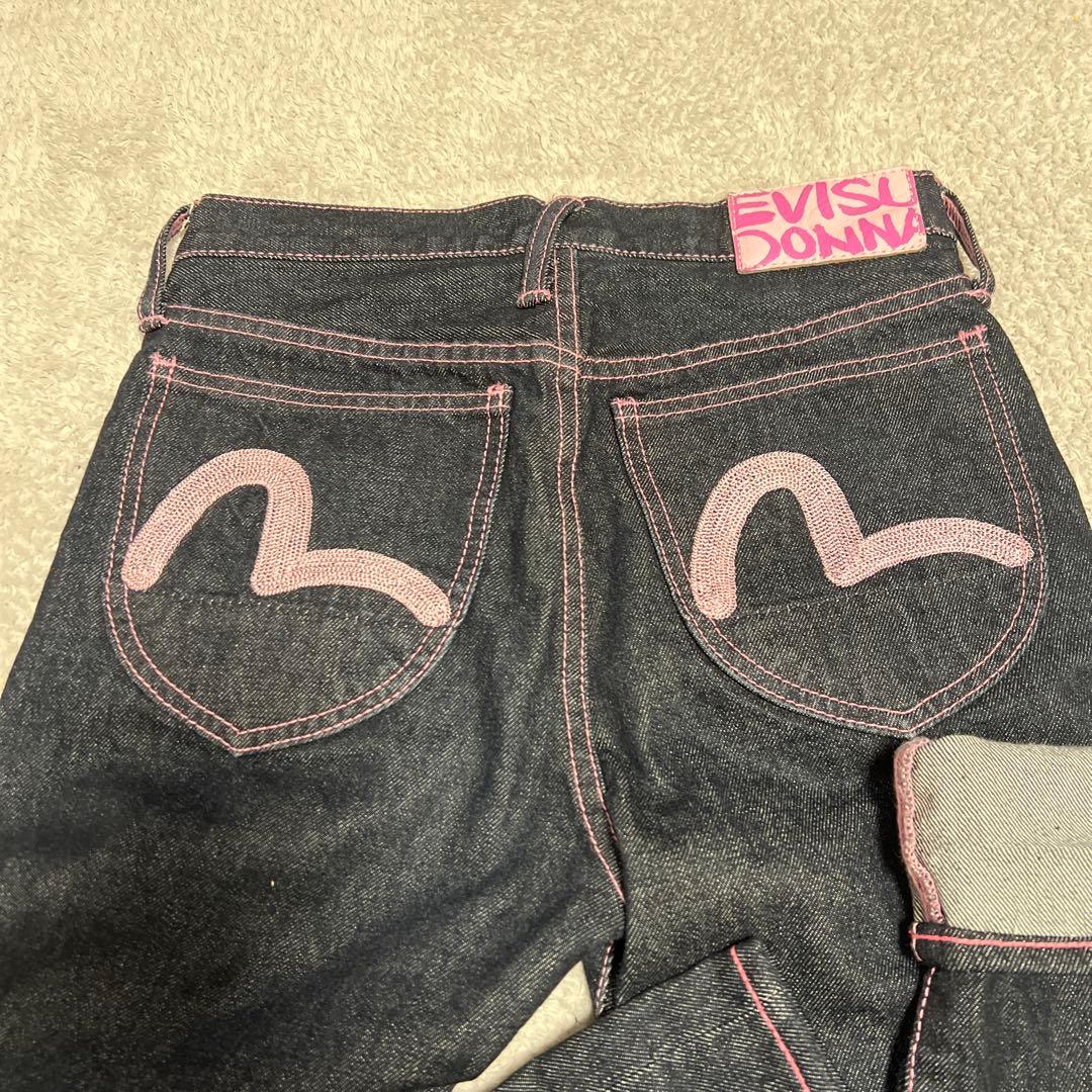 美品✨エビスEVISU　デニム　ピンク　カモメ　ステッチ　ジーンズ24インチ