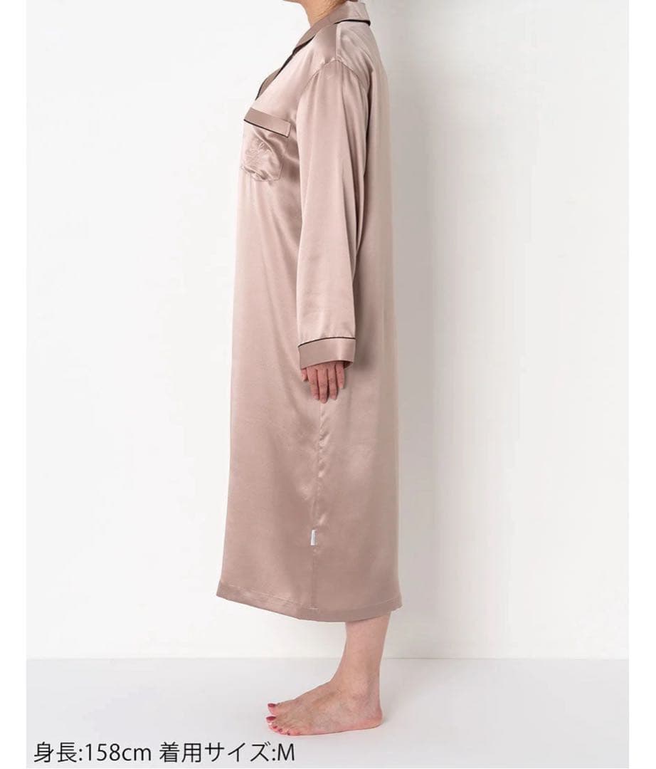 睡眠科学 長袖 絹100% 吸放湿性 前開きワンピース YNX544 Lサイズ