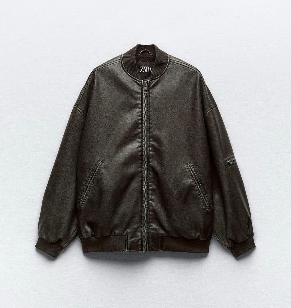 ZARA フェイクレザーオーバーサイズボンバージャケット XS