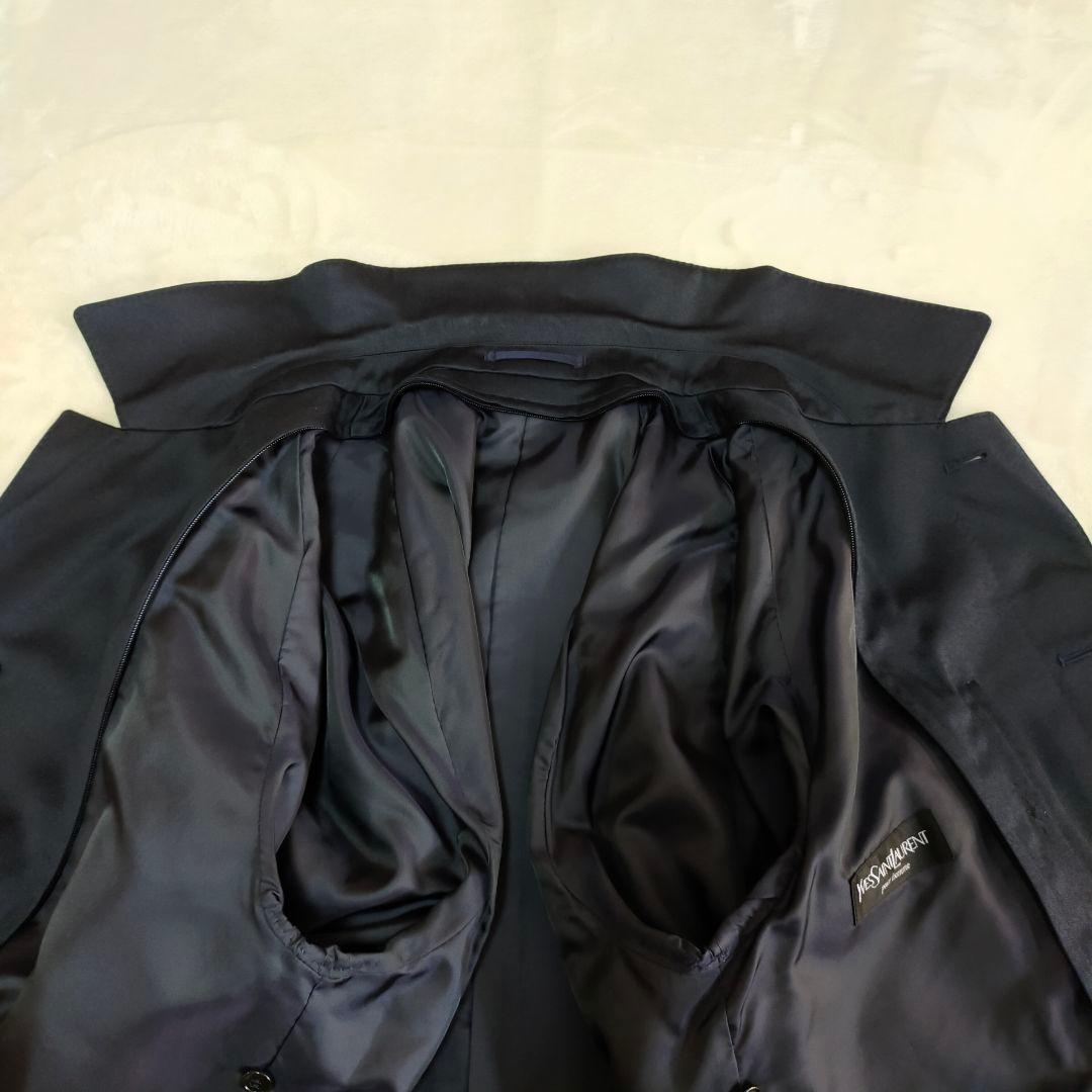 美品　イヴサンローラン　シルク混　ライナー付　ステンカラーコート