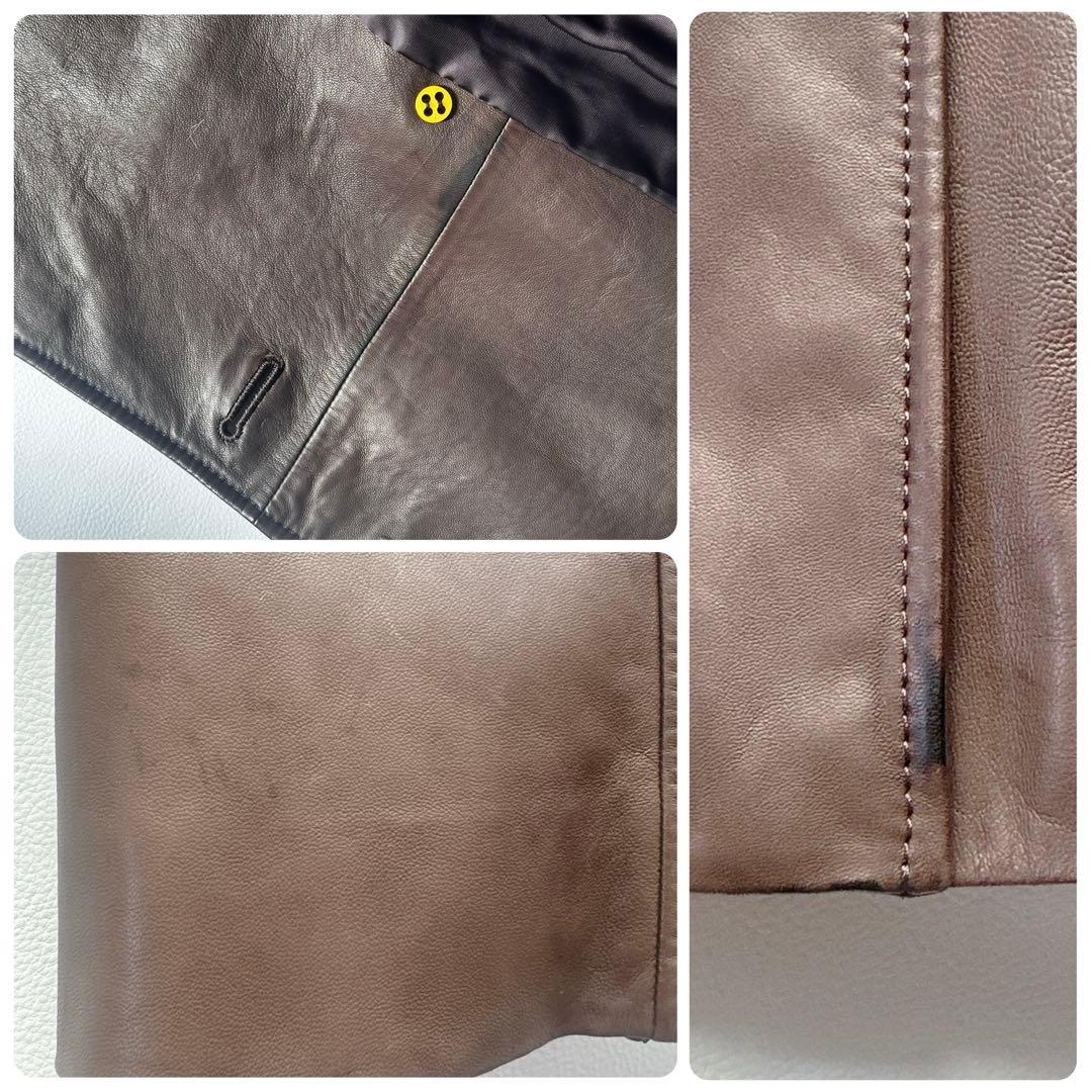 ポールスミス　ポールスミスブラック　レザーコート　ラムレザー　ブラウン　40