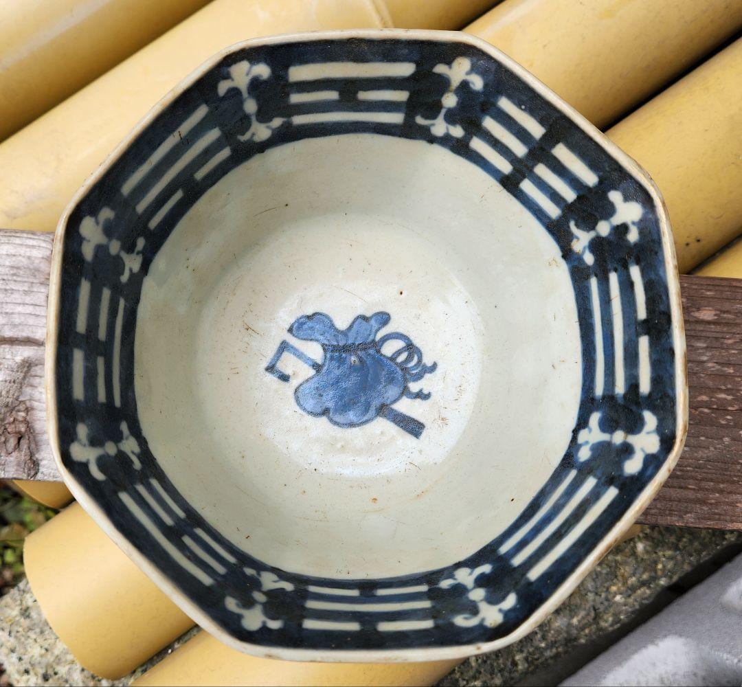 骨董品 八角形 陶器 ボウル