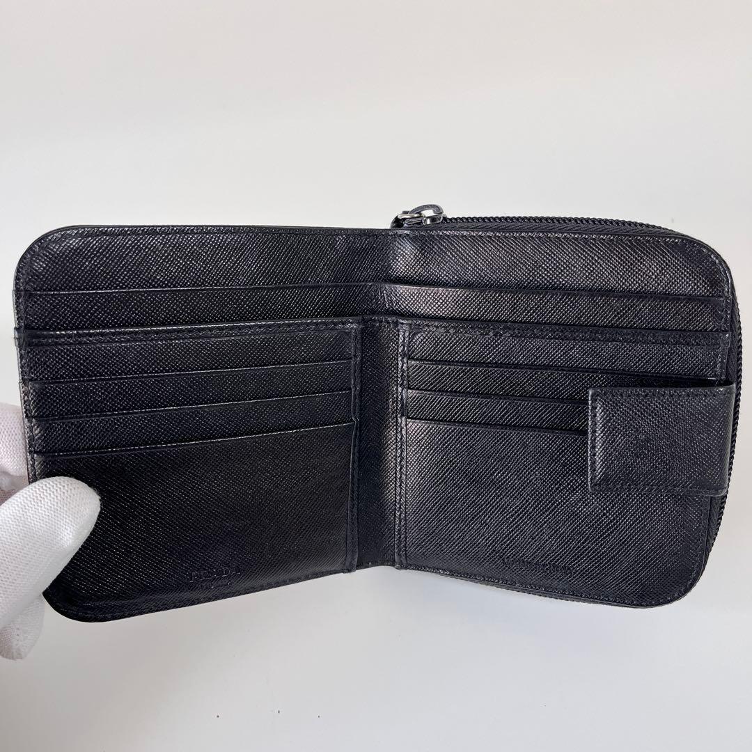 PRADA プラダ サフィアーノ レザー トライアングルロゴ ブラック 財布