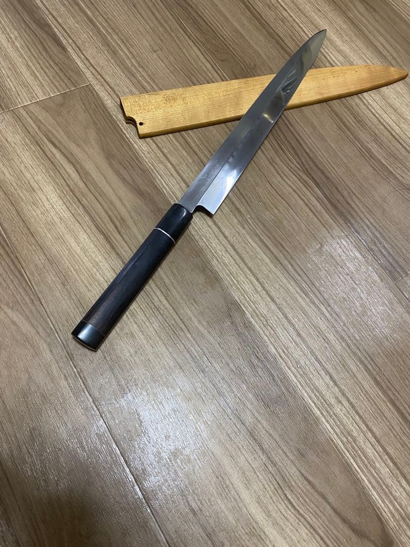 長寿　玄海正国　仙 水焼本焼　柳刃包丁　水本焼き　包丁　尺1 中子正国　彫る