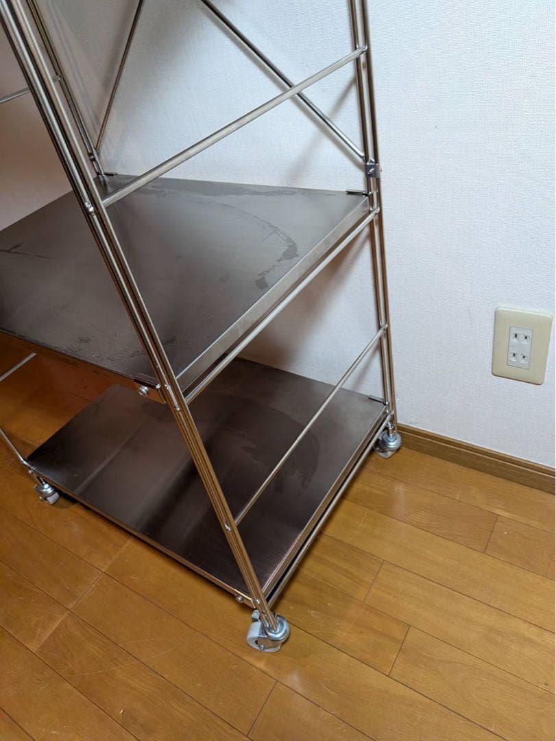 ■送料込■無印 ステンレスユニットシェルフ 棚 家具 シルバー 収納 キャスター